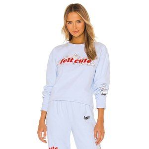 By Samii Ryan Felt Cute Crew Blue Sweatshirt Long Sleeve